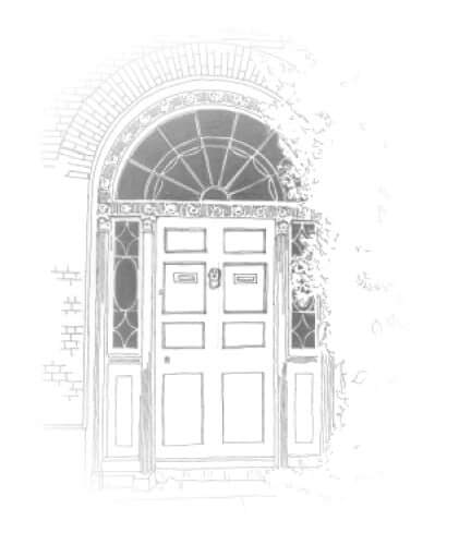 Pencil illustration of front entrance of Fachtna O Driscoll Solicitors